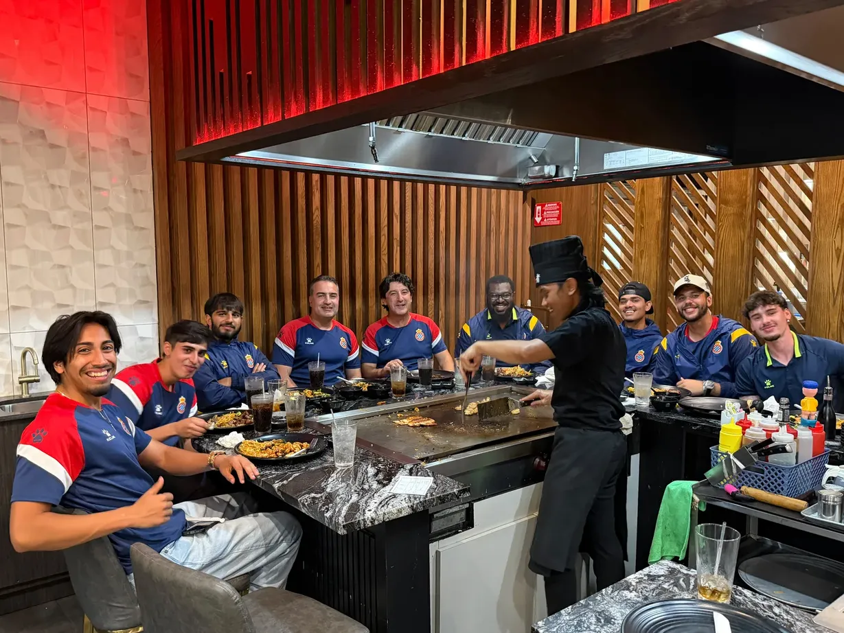 RCDE Academy Texas coaching staff at a team dinner